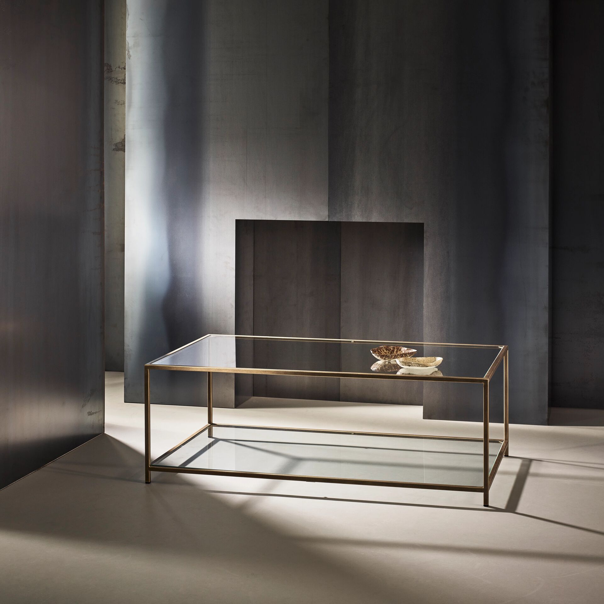 Madison finished in "Florentine Gold" with standard clear glass top and shelf, medium