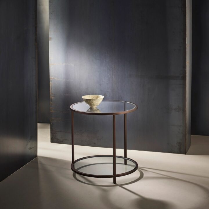 Elegant Round Side Table with Glass