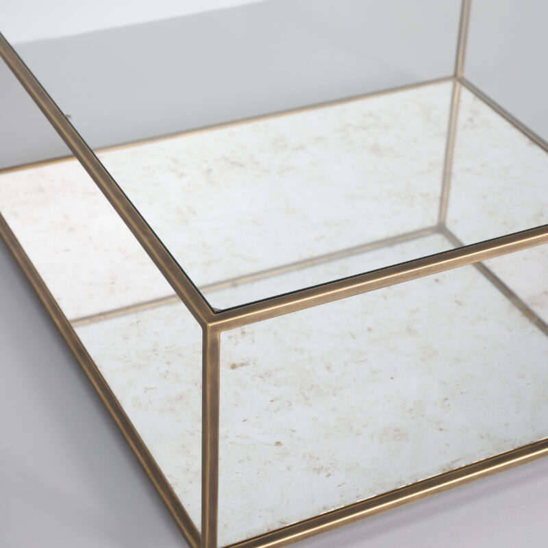 mirror and gold square coffee table