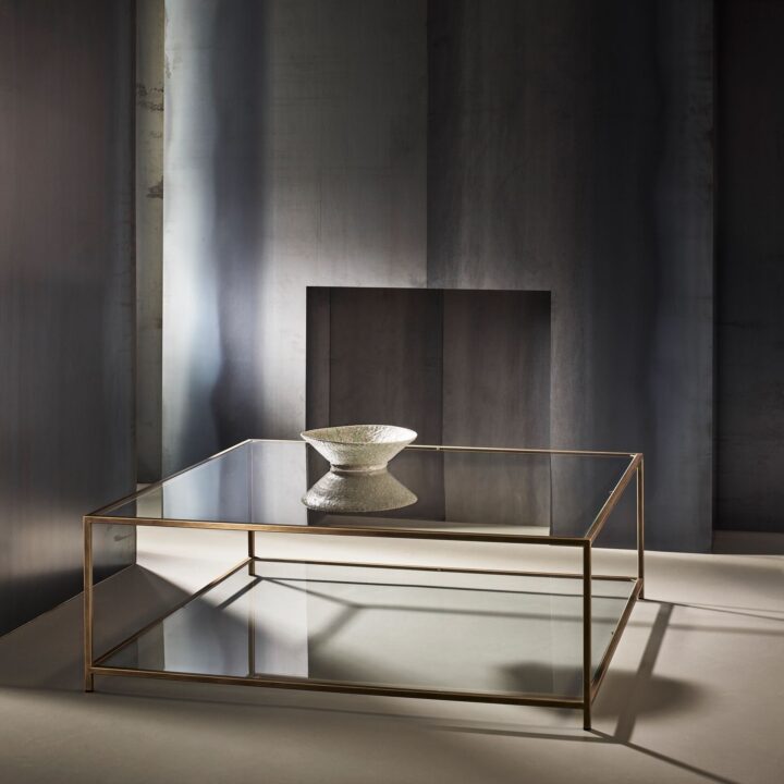Madison finished in "Florentine Gold" with standard clear glass top and shelf, large