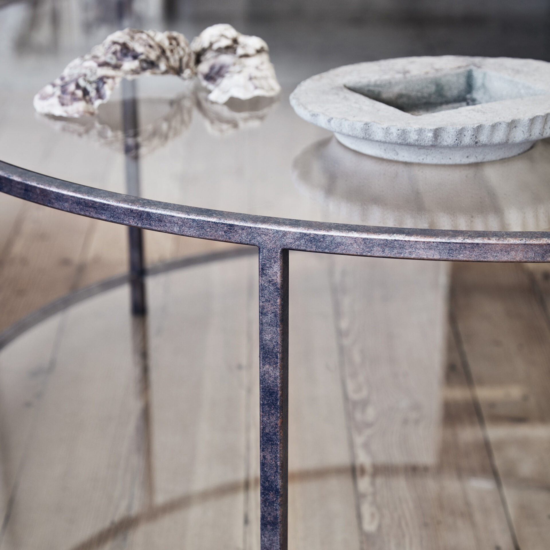 Madison coffee table finished in “Sunset Blue"