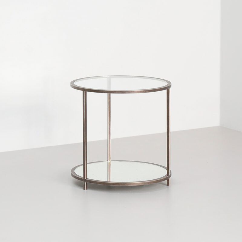 round mirrored side table