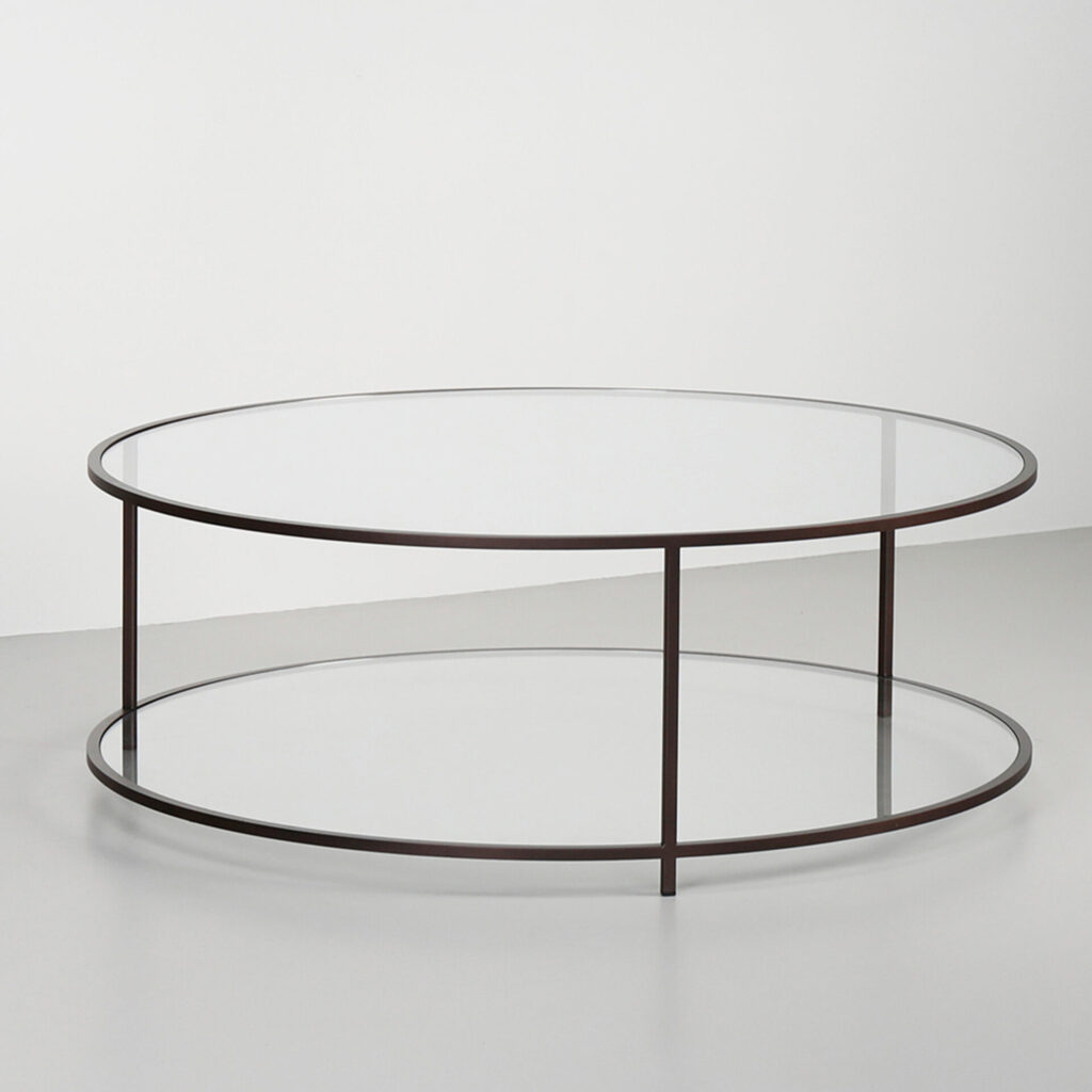 designer round glass coffee table