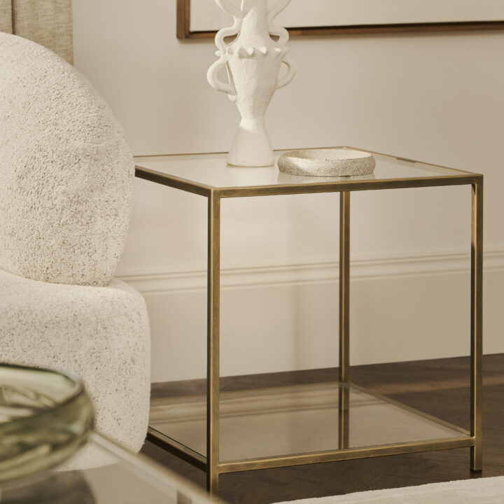 luxury square glass side table