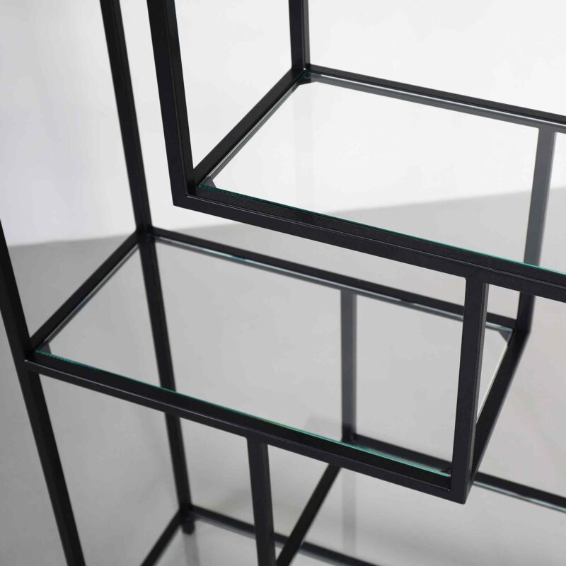 Metal and glass modern shelf unit