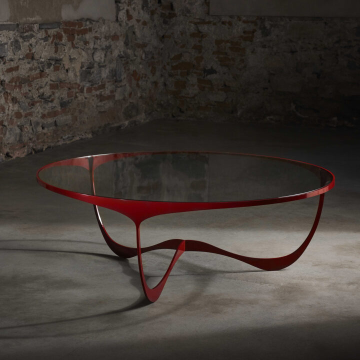 designer red coffee table