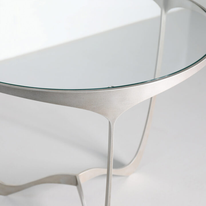 Memphis side table finished in "Persian Silver" 80x68cm