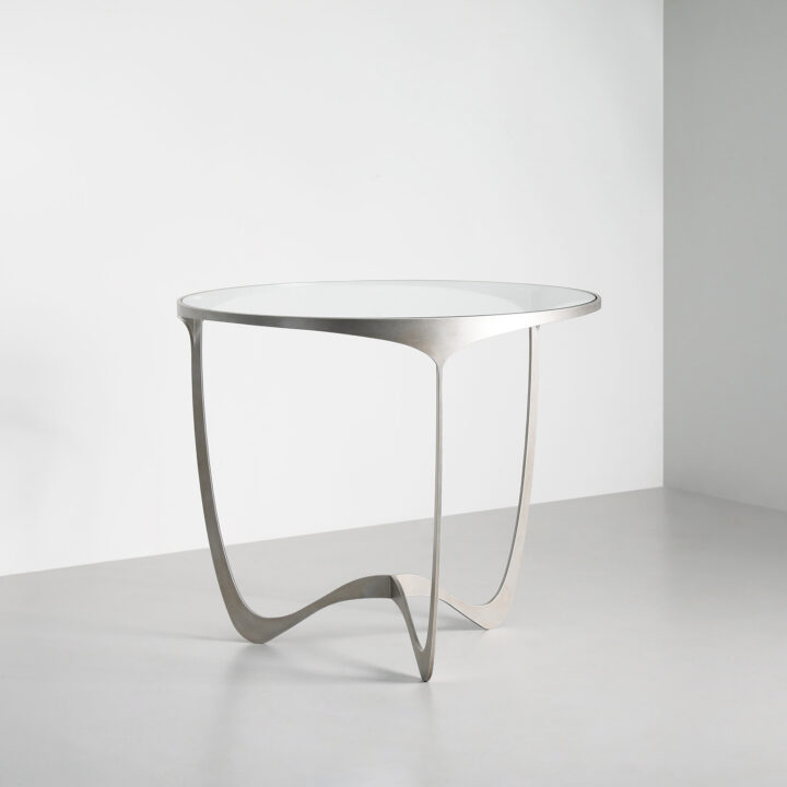 Memphis side table finished in "Persian Silver" 80x68cm