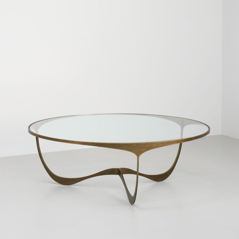 Round golden coffee table