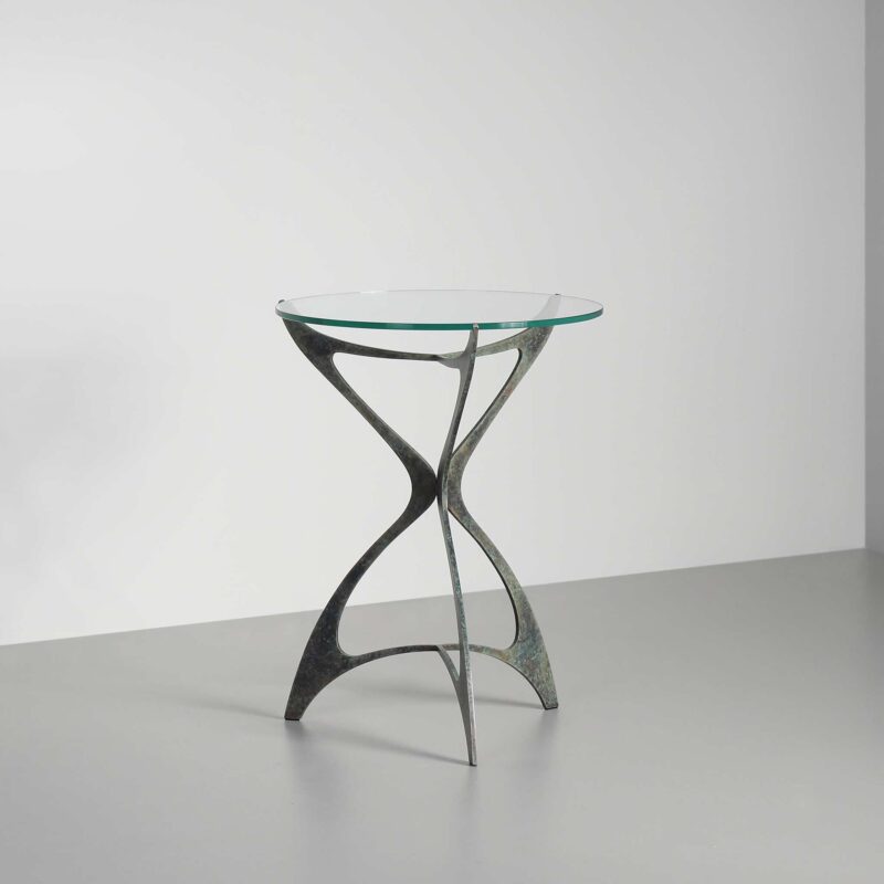 Glass round side table