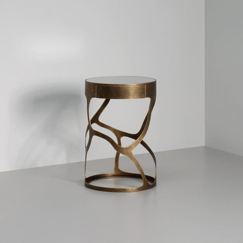 gold mirrored side table