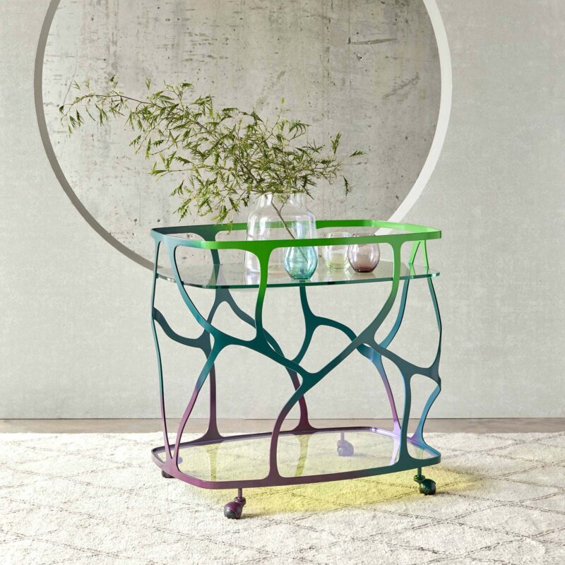 Colourful drinks trolley