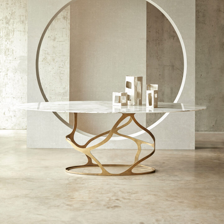 Finished in "White Gold" with a Calacatta marble top