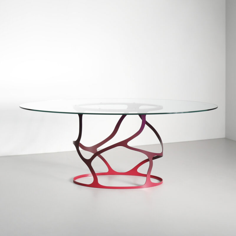 red round glass top dining table