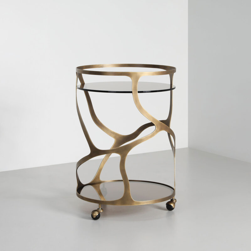 Papillon Round Cocktail Trolley in Florentine Gold ~ SALE ~