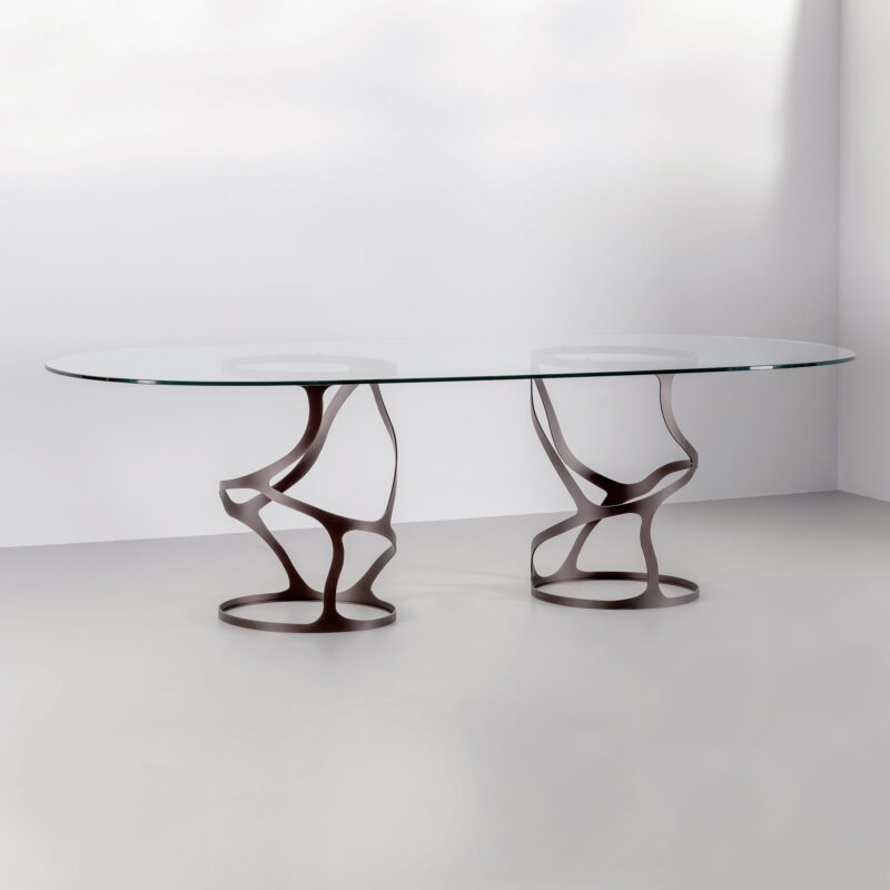 long oval glass dining table