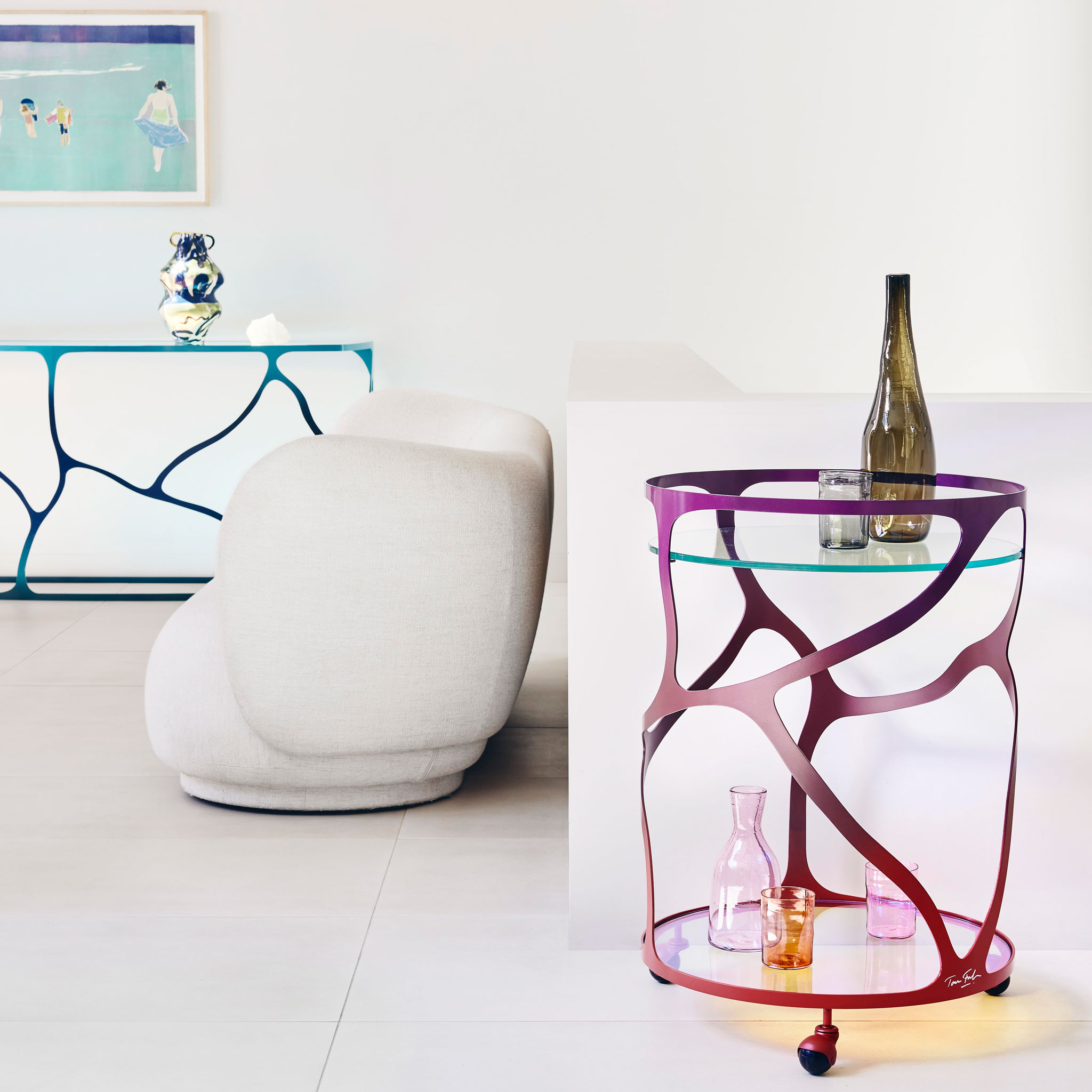 Baronet red finish with dichroic glass