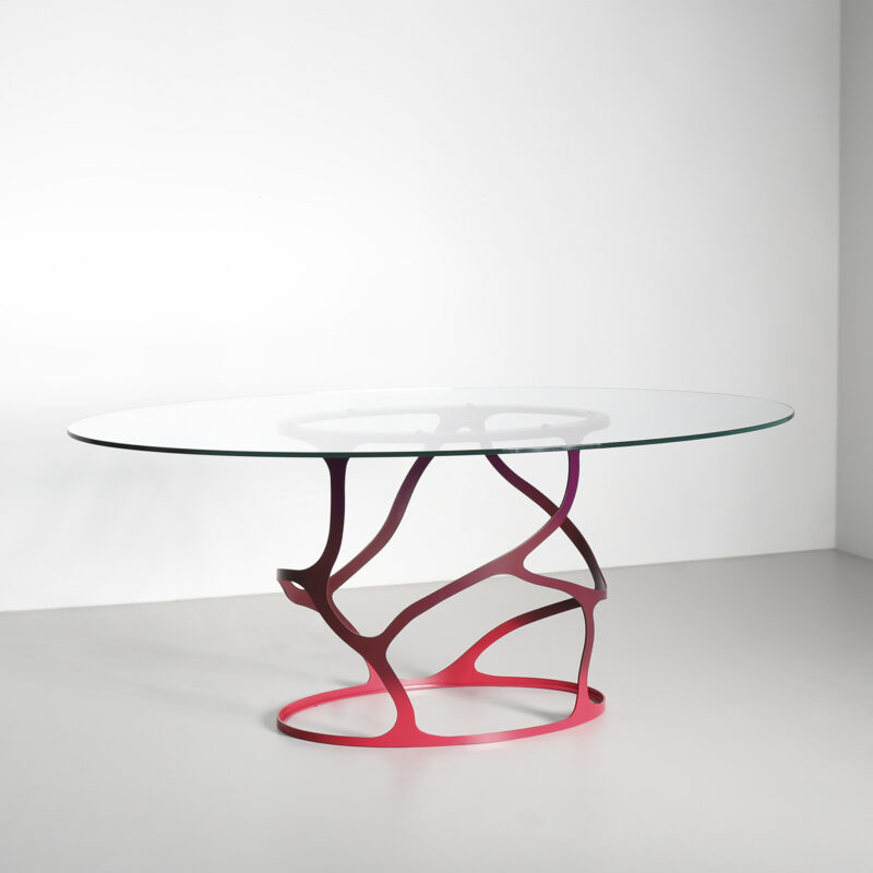 red round glass dining table