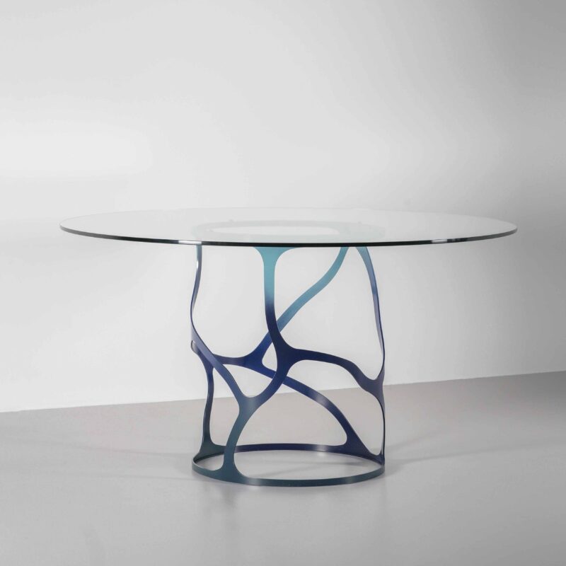 Modern round blue dining table