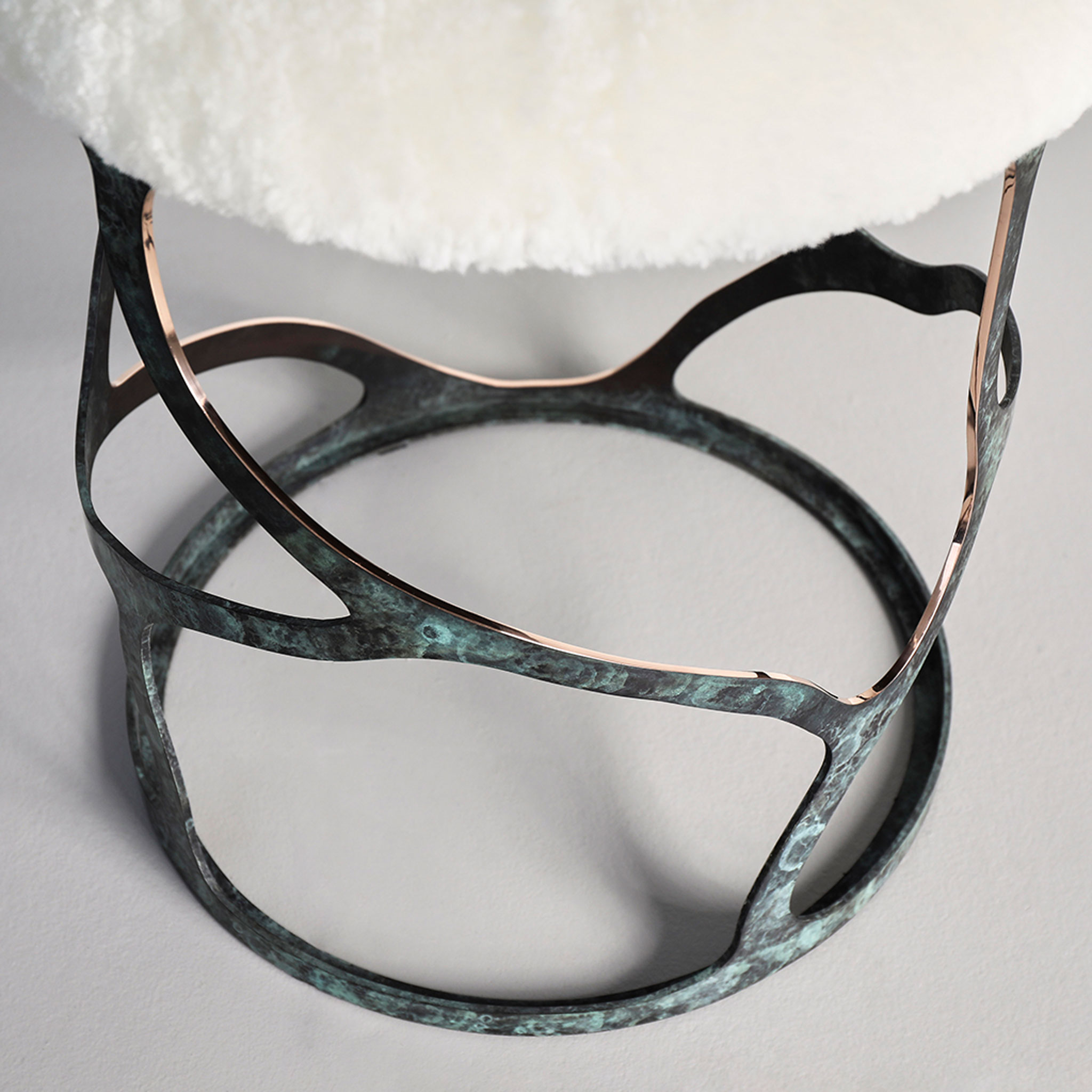 Finished in "Bottle Green" Bronze patina with polished edges