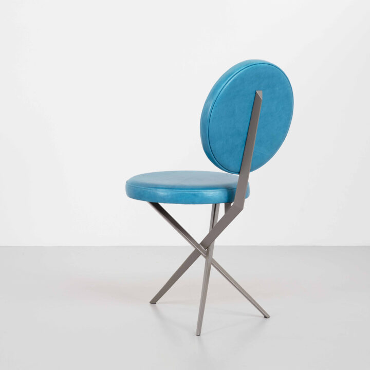 Finished in "Graphite" with 'Electric Blue' leather
