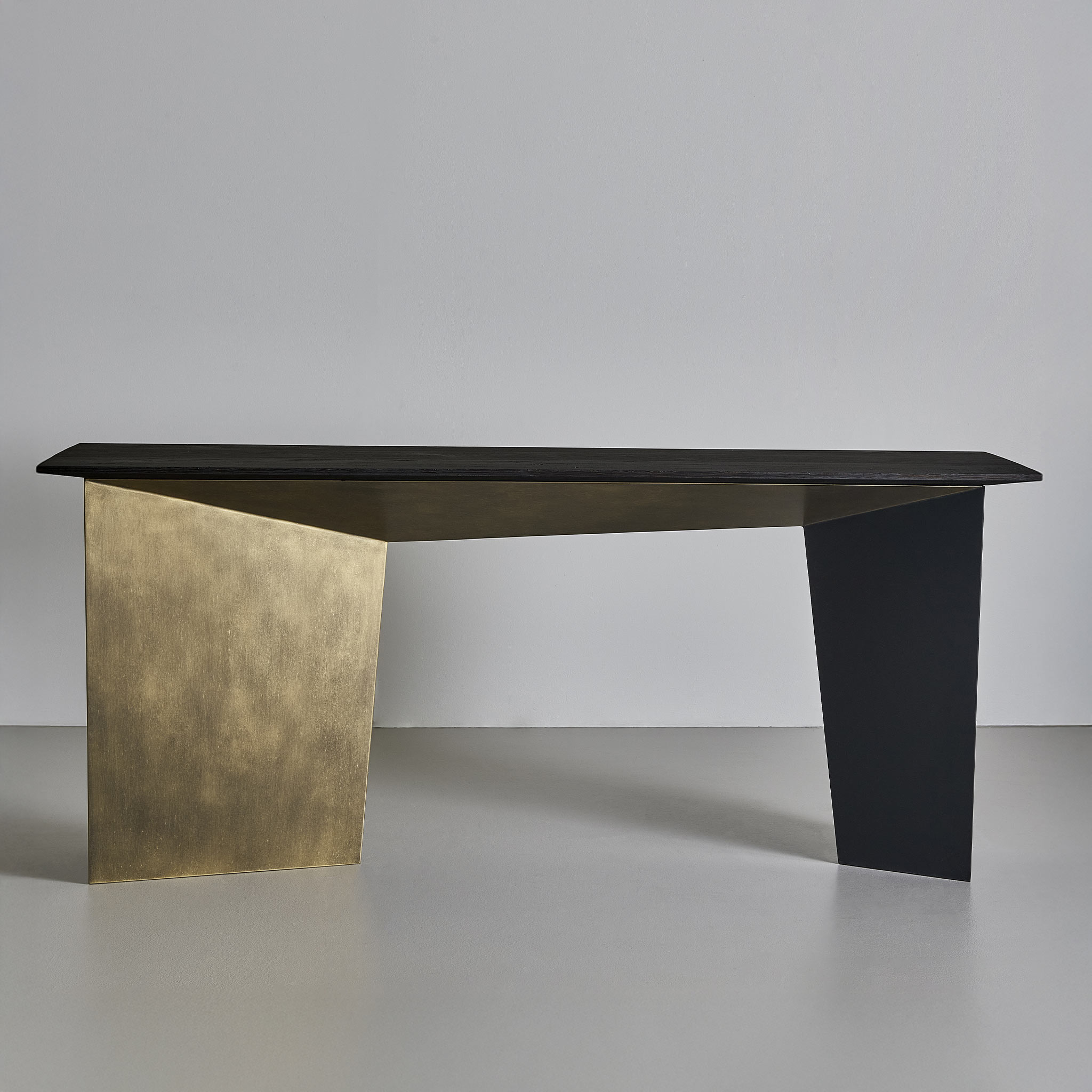 Finished in "Charcoal" and "Florentine Gold" with a "Ebonised Oak" top