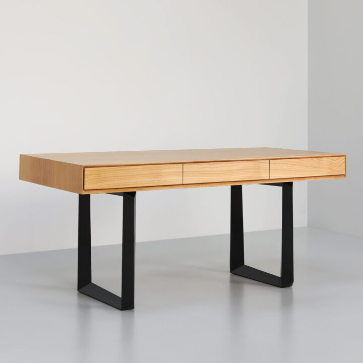 handmade wooden desk with drawers