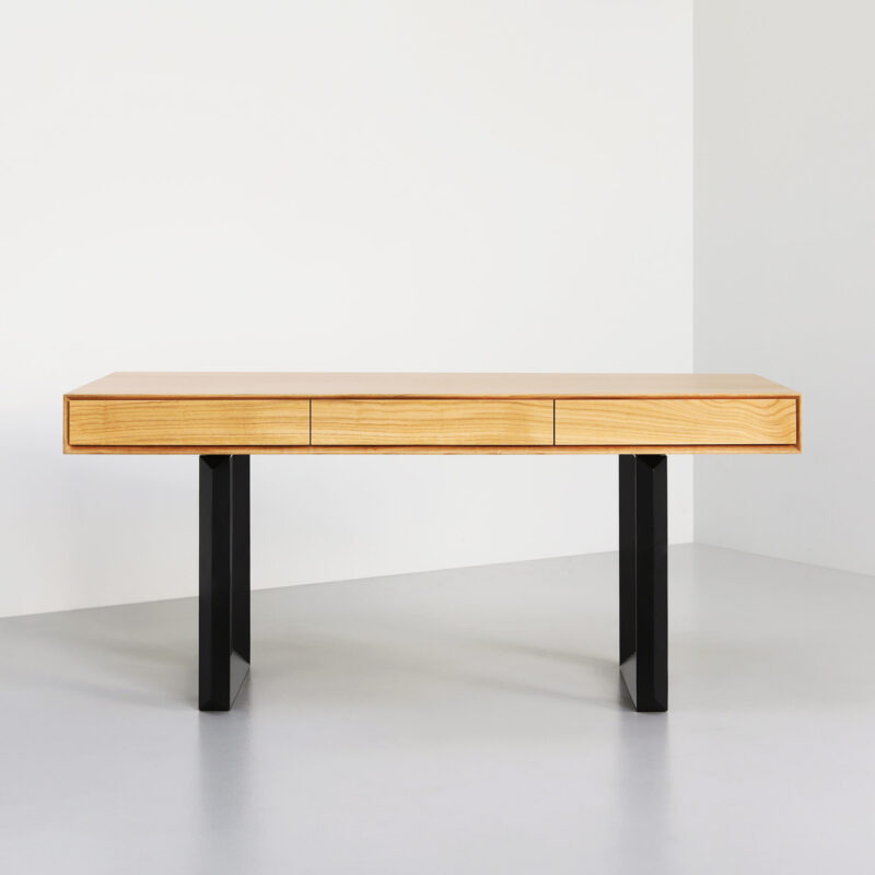 wooden desk with drawers