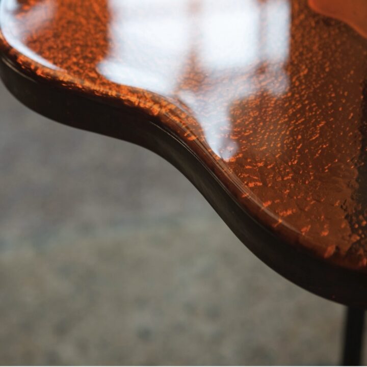 orange glass table top