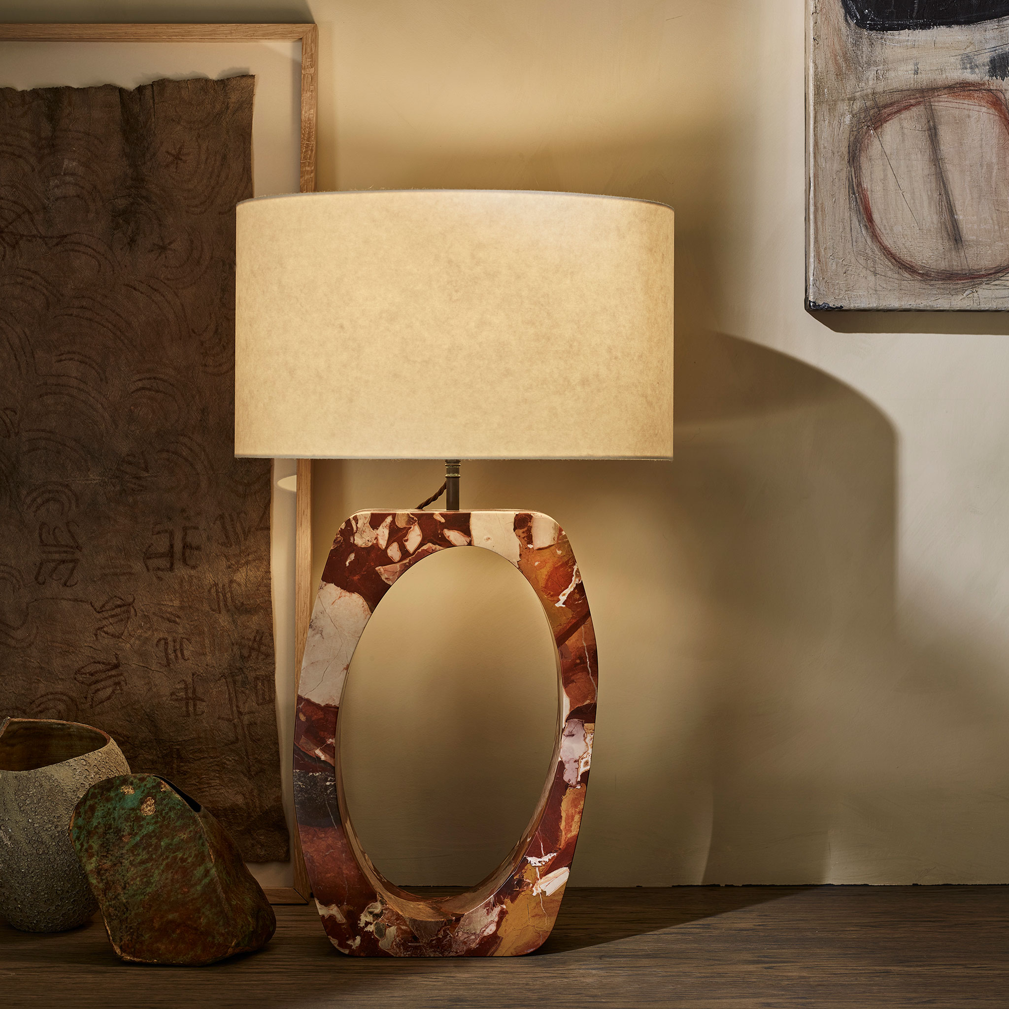 Skye lamp in solid “Sicilian Jasper” marble
