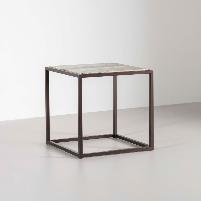Bronze marble square side table