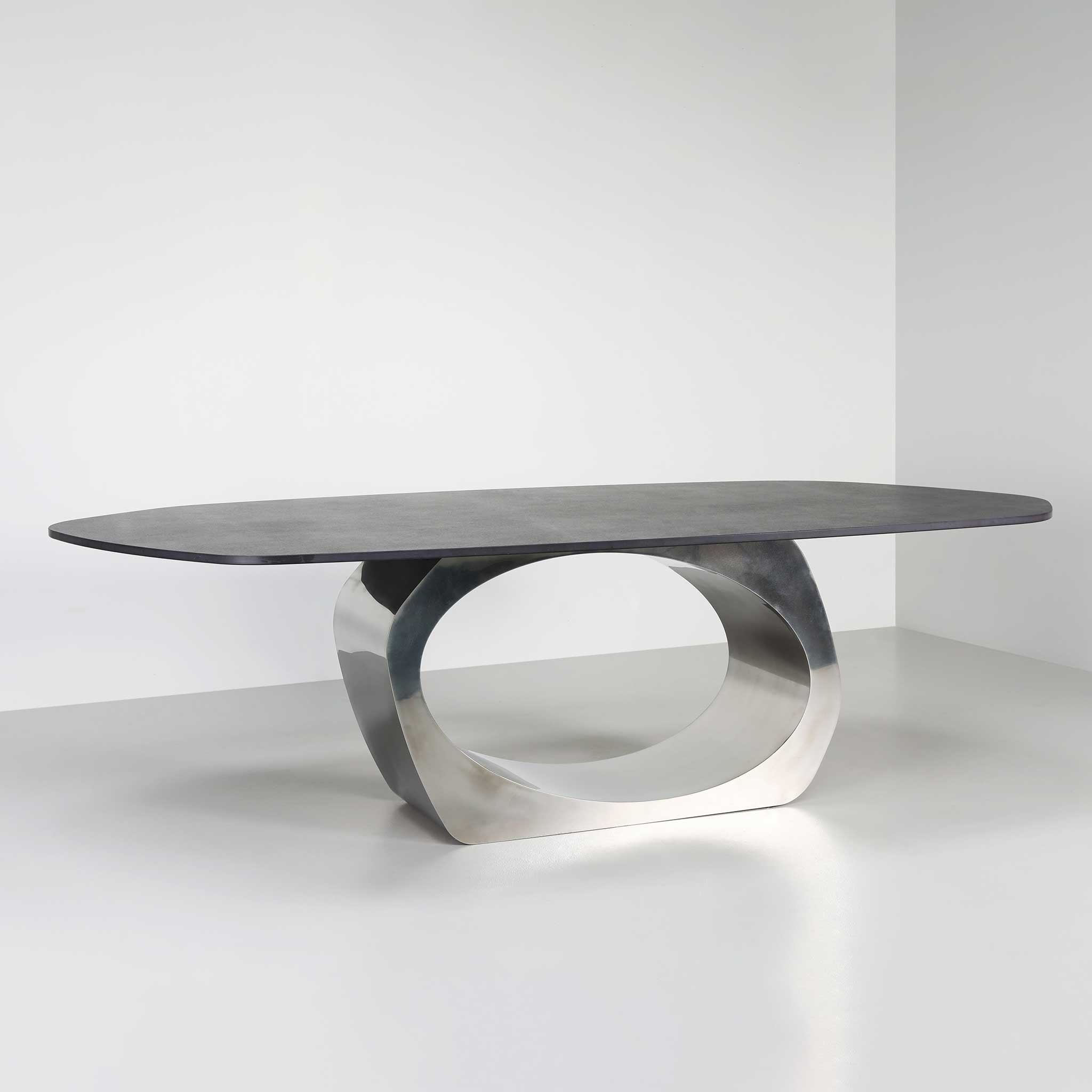 Skye dining table with a black stone top
