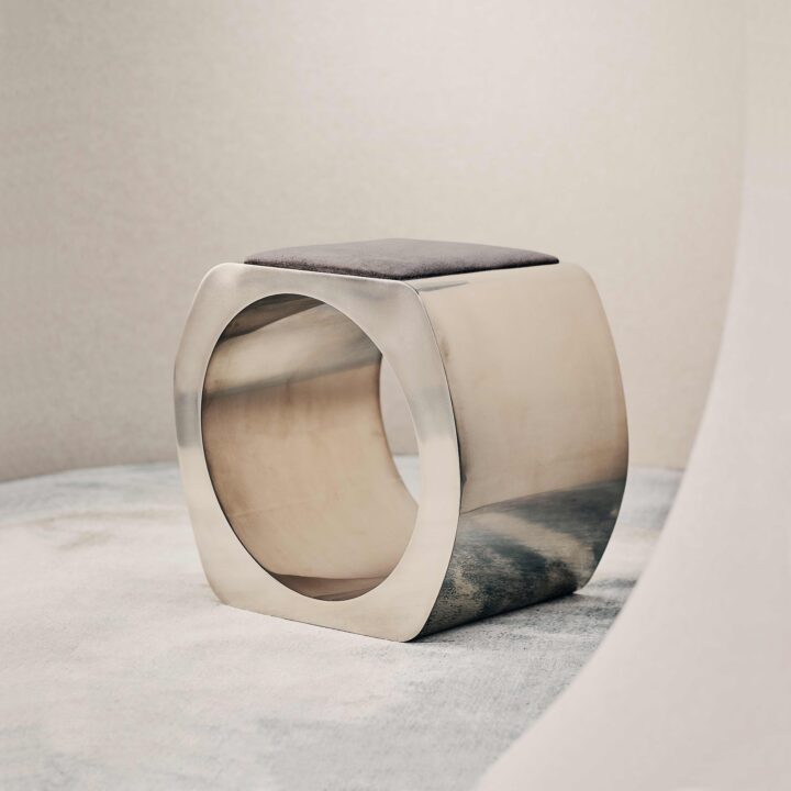 Sculptural steel stool