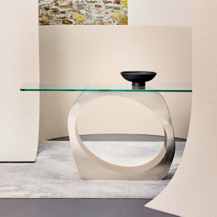 Modern Glass Top Console Table