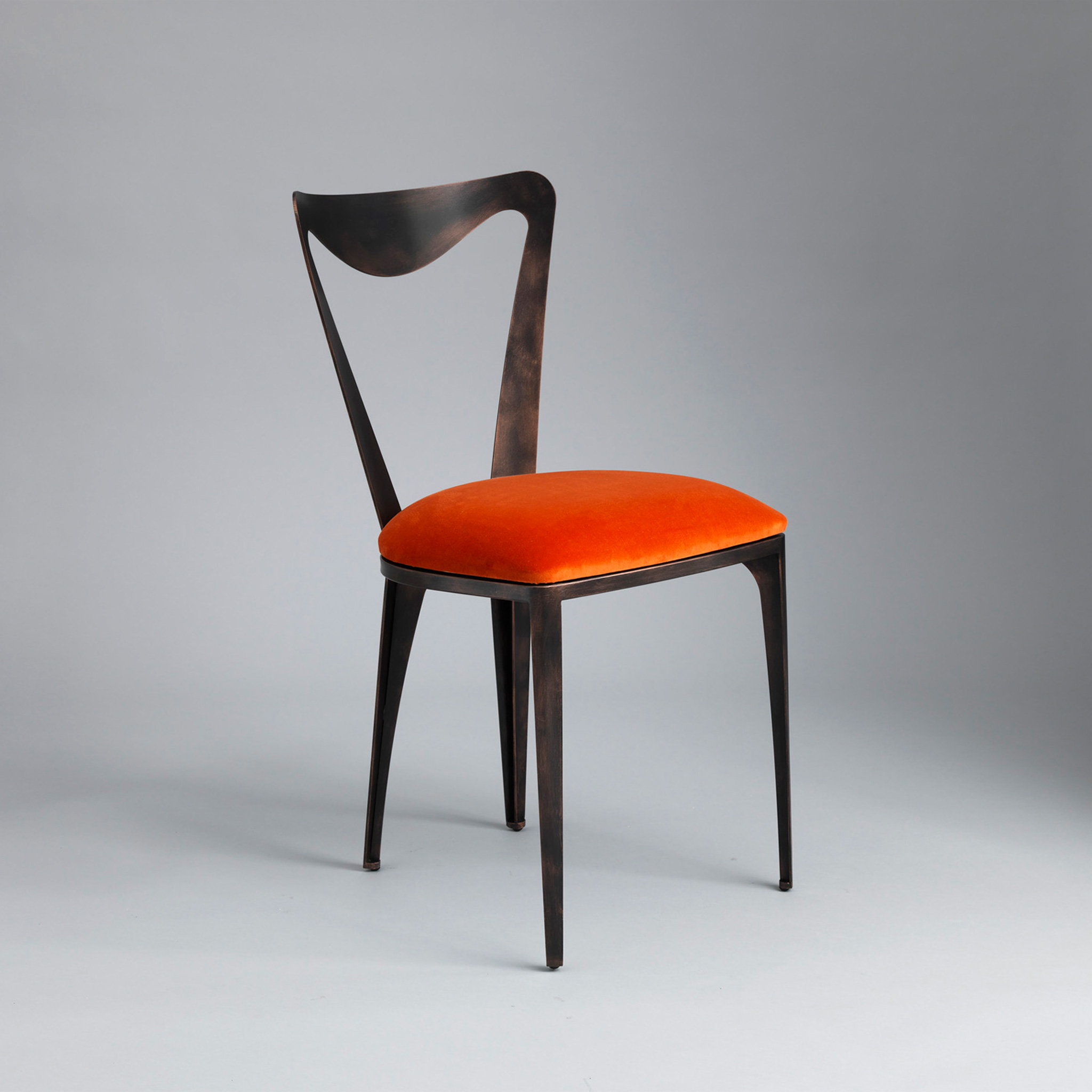 Antique Bronze specialist finish with Lewis & Wood Rooksmoor velvet in 'Marmalade'