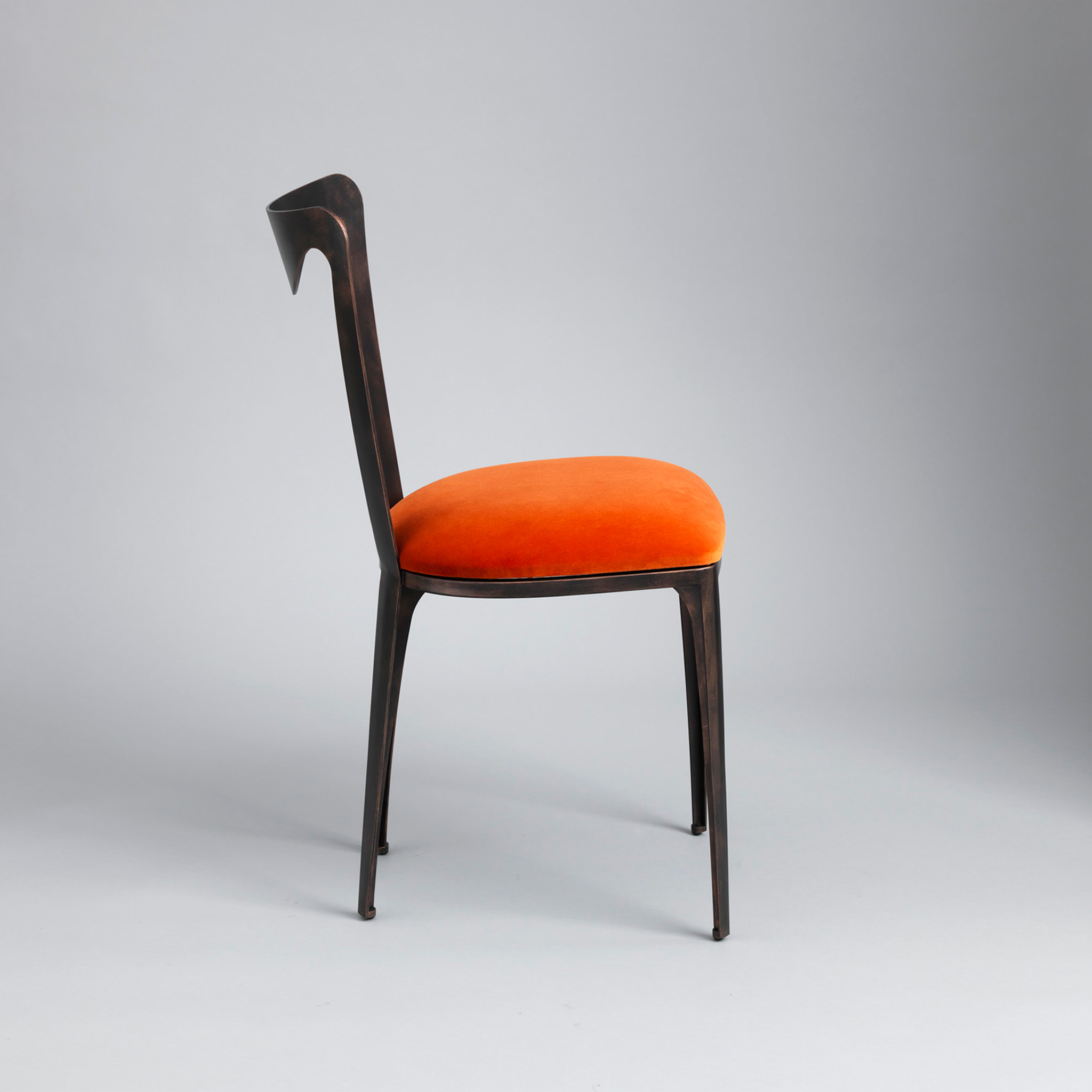 Antique Bronze specialist finish with Lewis & Wood Rooksmoor velvet in 'Marmalade'