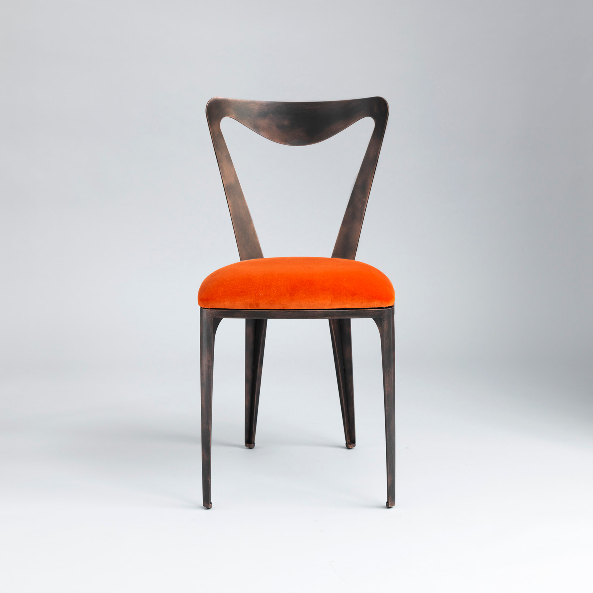 Antique Bronze specialist finish with Lewis & Wood Rooksmoor velvet in 'Marmalade'