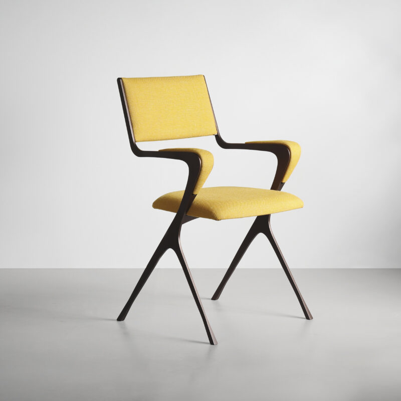 Yellow designer carver dining chair