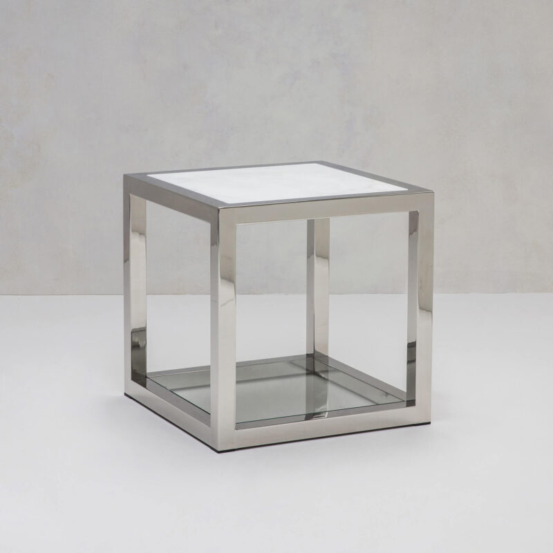 Square stainless steel side table