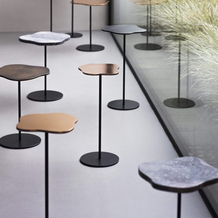 Finished in "Anthracite" with various marble and metal tops