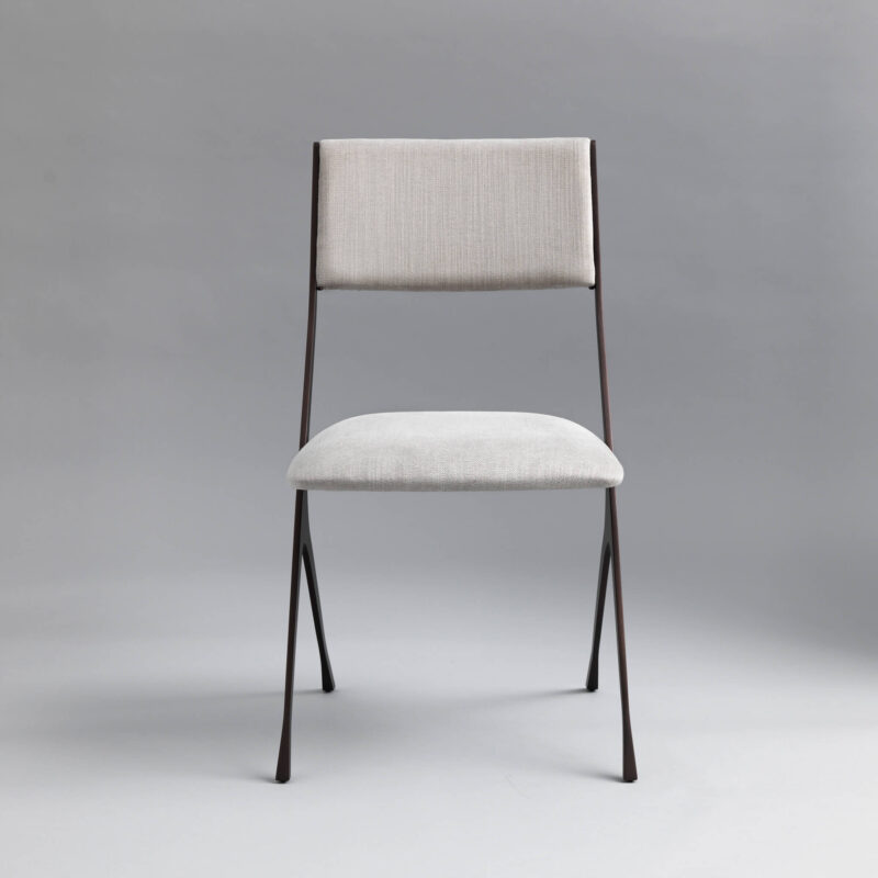 Bespoke Designer Dining Chair | Bronze finish with GP & J Baker Anola fabric in 'Dove Grey'